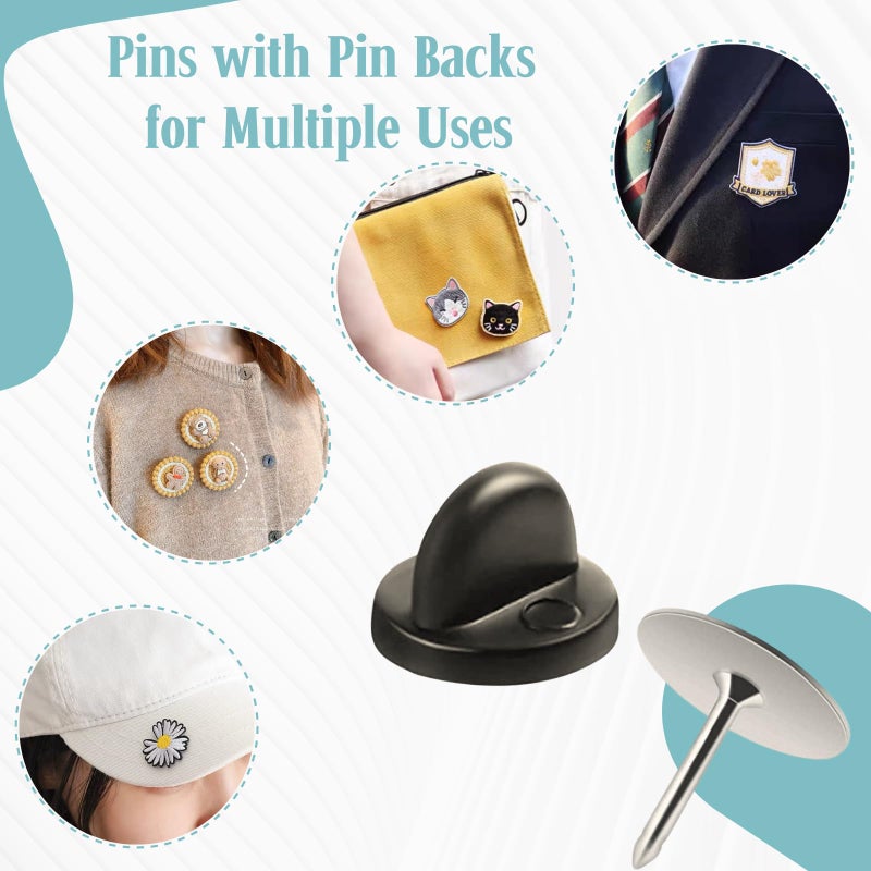 KASBEE Tie Tacks Blank Pins with PVC Rubber Pin Backs, 50 Pairs Locking Clasp for Badge Insignia DIY Crafts - Image 5